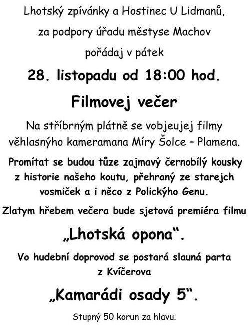 Filmovej večer v Machově